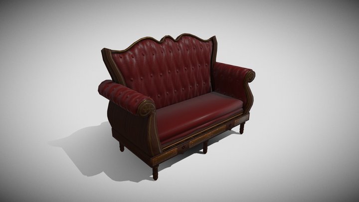 Lowpoly victorian sofa 3D Model