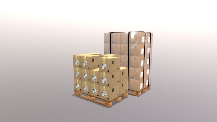 Pallets with boxes 400X300X300 3D Model