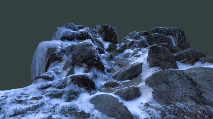 Frozen Rocks on Mount Washington Peak 3D Model