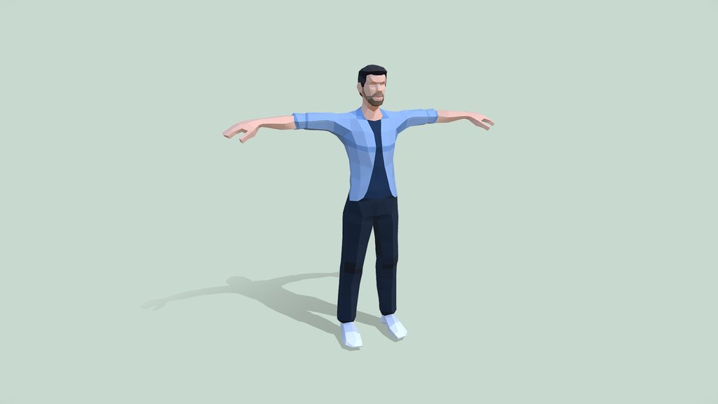 Casual LowPoly Male Rig T-pose