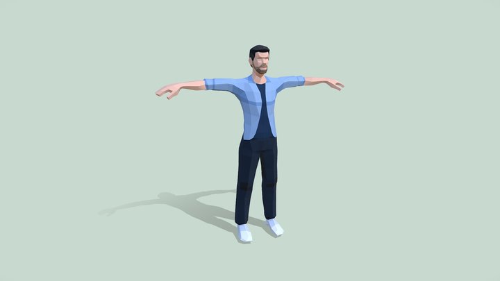 Casual LowPoly Male Rig T-pose 3D Model