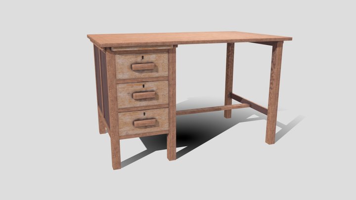 Antique Desk Refurbished 3D Model