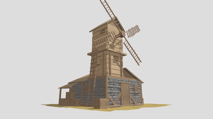 Medieval windmill by Boodhun Aadilah 3D Model