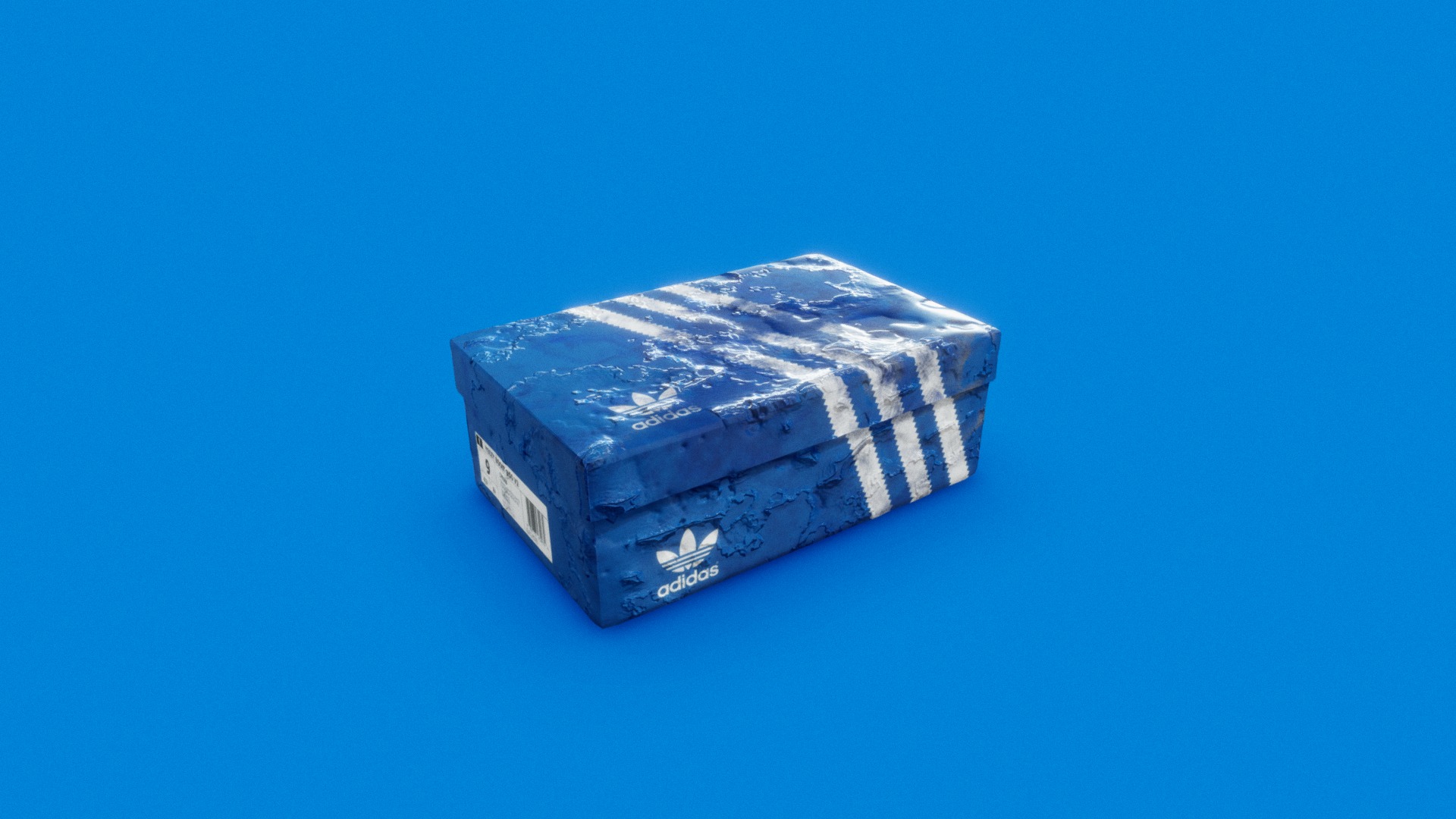 3D model Rusty Adidas Shoe box - This is a 3D model of the Rusty Adidas Shoe box. The 3D model is about a cube with a blue background.