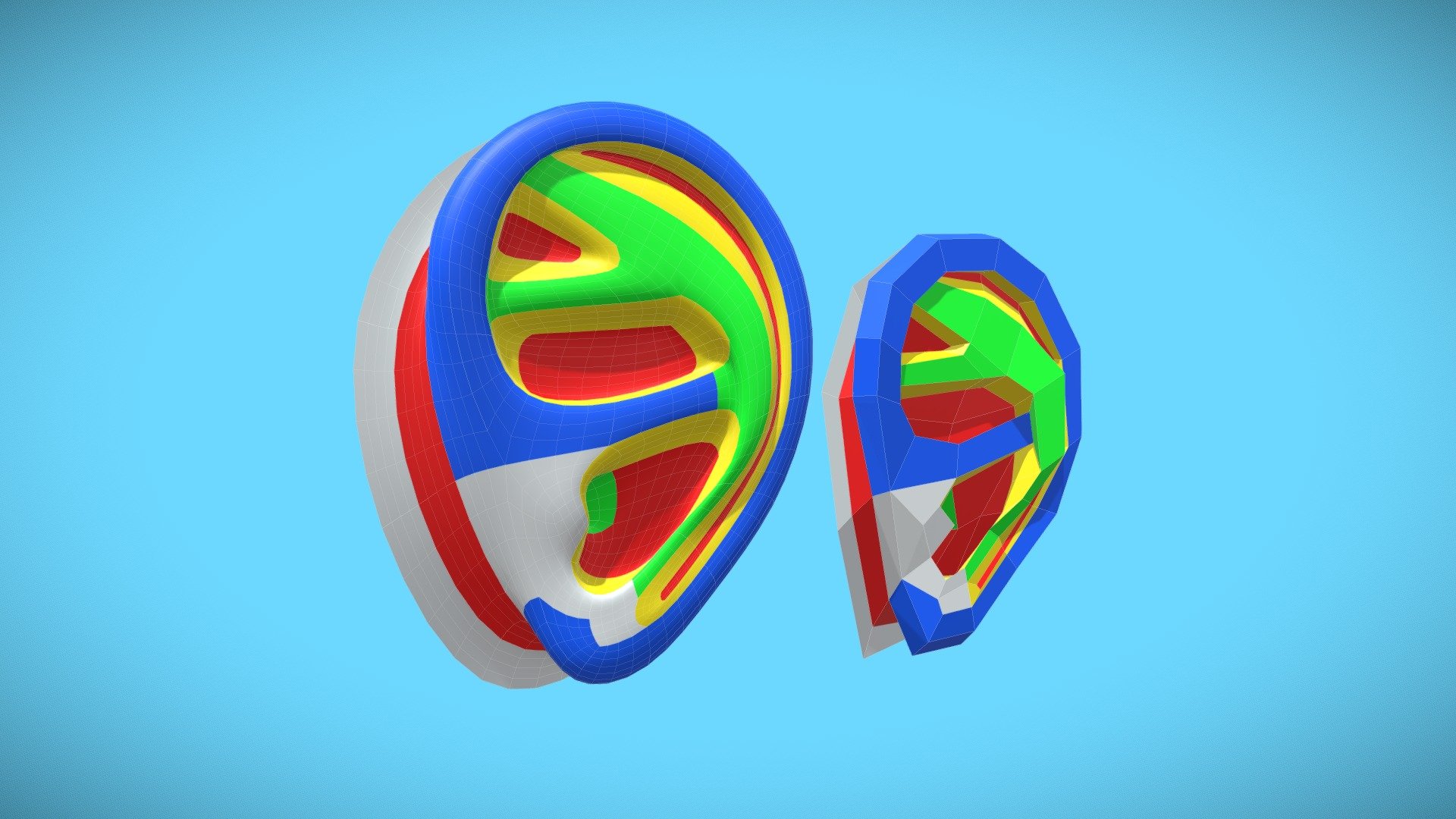 Ear topology - Download Free 3D model by Andy Cuccaro (@andycuccaro)  [2f7bdb1]