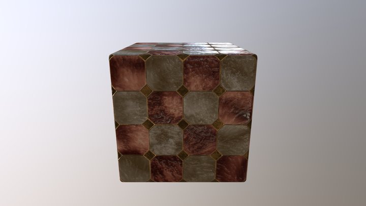 Mosaic Tiles with gold trim 3D Model