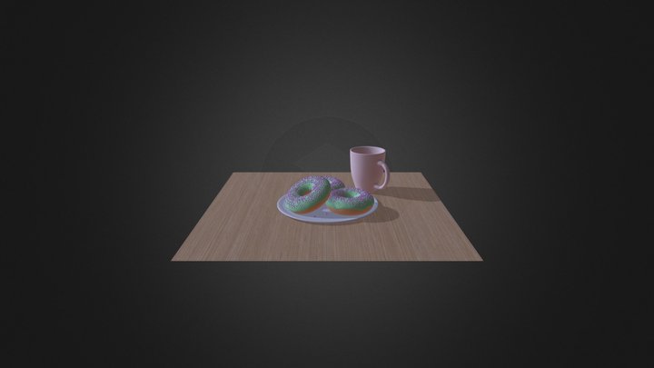 Donuts and Mug 3D Model
