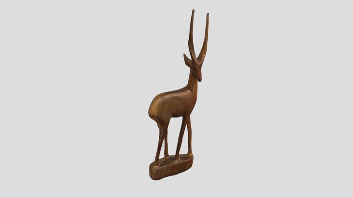 Wooden Deer Sculpture 3D Model