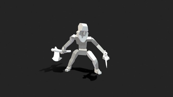 8 Dwarf with Two-Handed Axe 3D Model