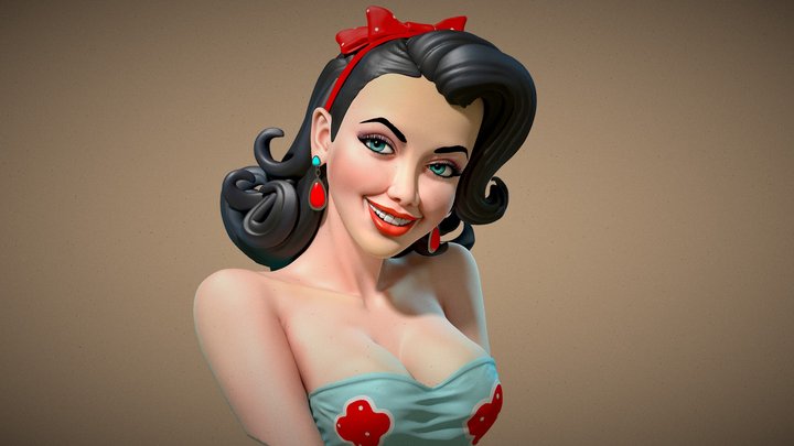 50's Pinup Female Bust 3D Model