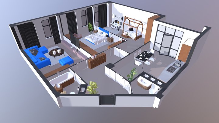 STG innovations simple interior plan section 3D Model