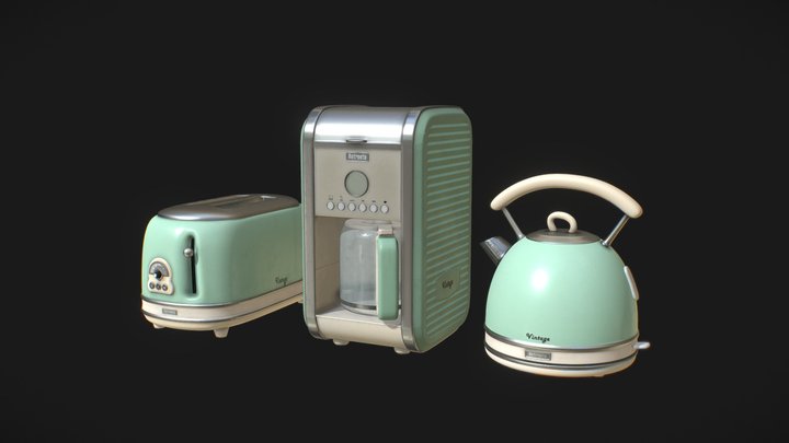 Retro Kitchen Appliance Pack 3D Model