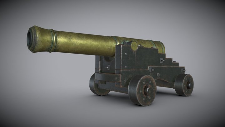 Brass Naval Cannon 3D Model