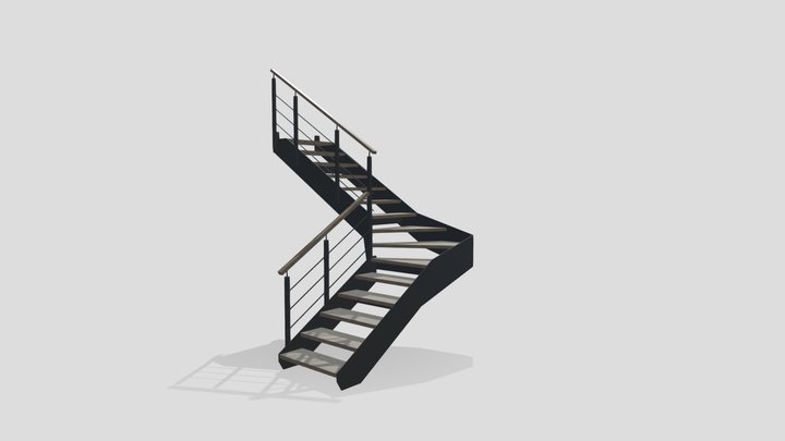 Лестница на металлических тетивах из листа 3D Model