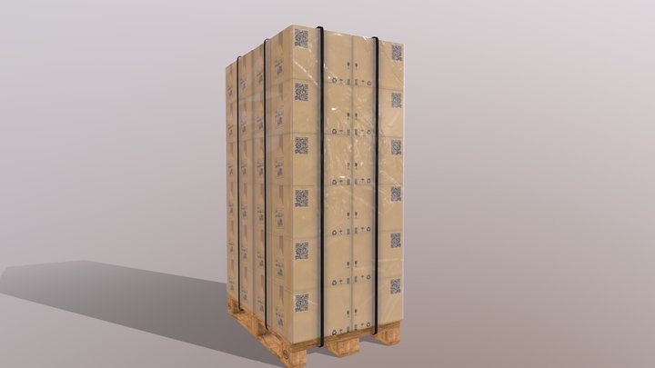 Pallet and boxes 400X300X300 3D Model