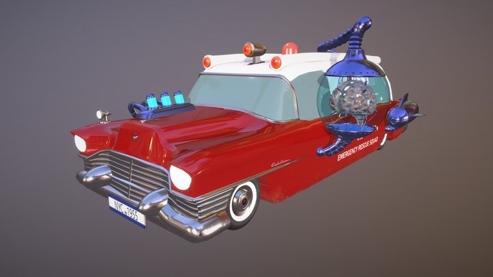 1955 venusian-american ambulance 3D Model