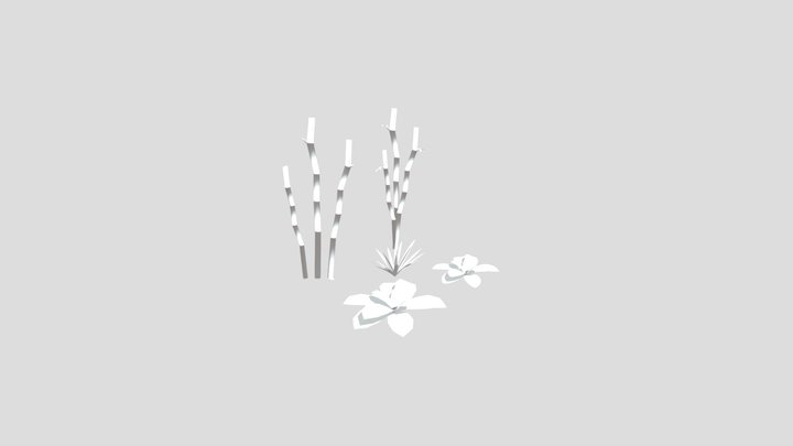 Low poly set of plants 3D Model