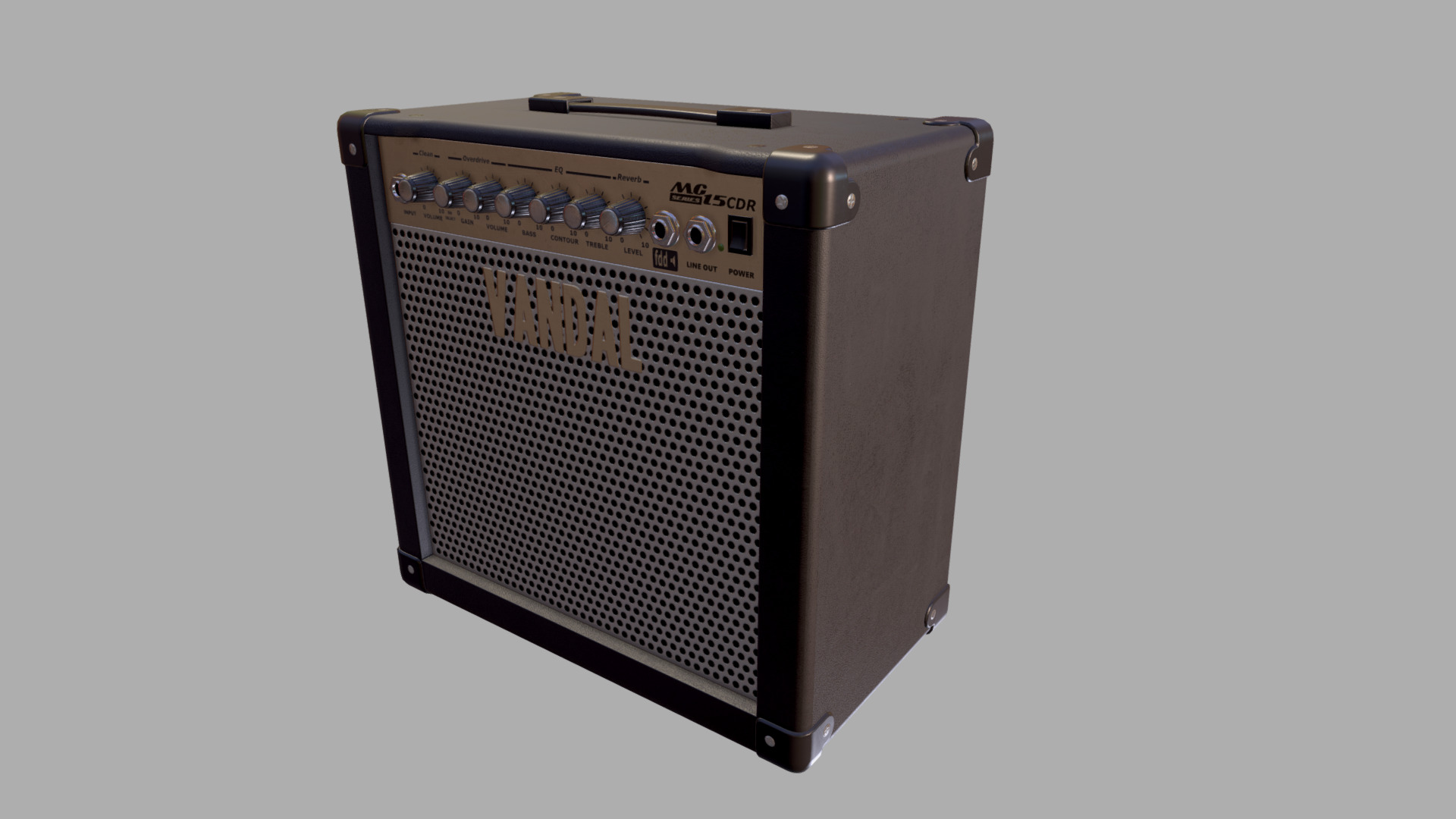 3D model Game Art: Guitar Amplifier - This is a 3D model of the Game Art: Guitar Amplifier. The 3D model is about a black rectangular object with buttons.