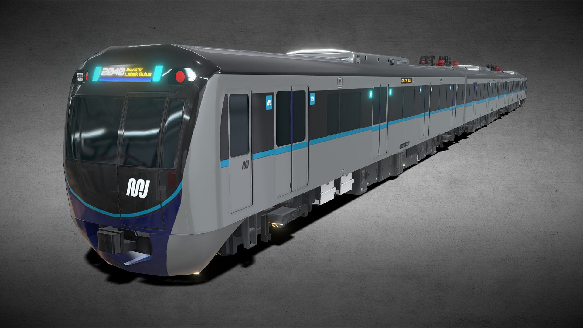 3D model MRT Jakarta 3D Model - This is a 3D model of the MRT Jakarta 3D Model. The 3D model is about a blue and white train.