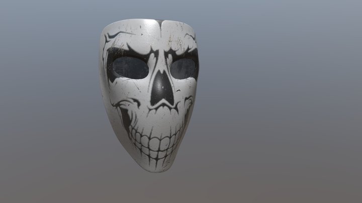 Worn Painted Metal Mask 3D Model