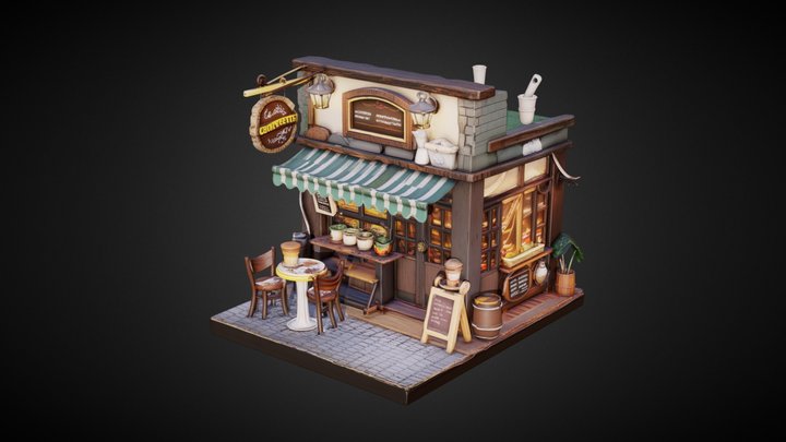 Cozy Coffee Shop | Vintage Coffee Environment 3D Model