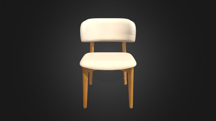 Cadeira Estofada Moderna Estrutura de Madeira 3D Model