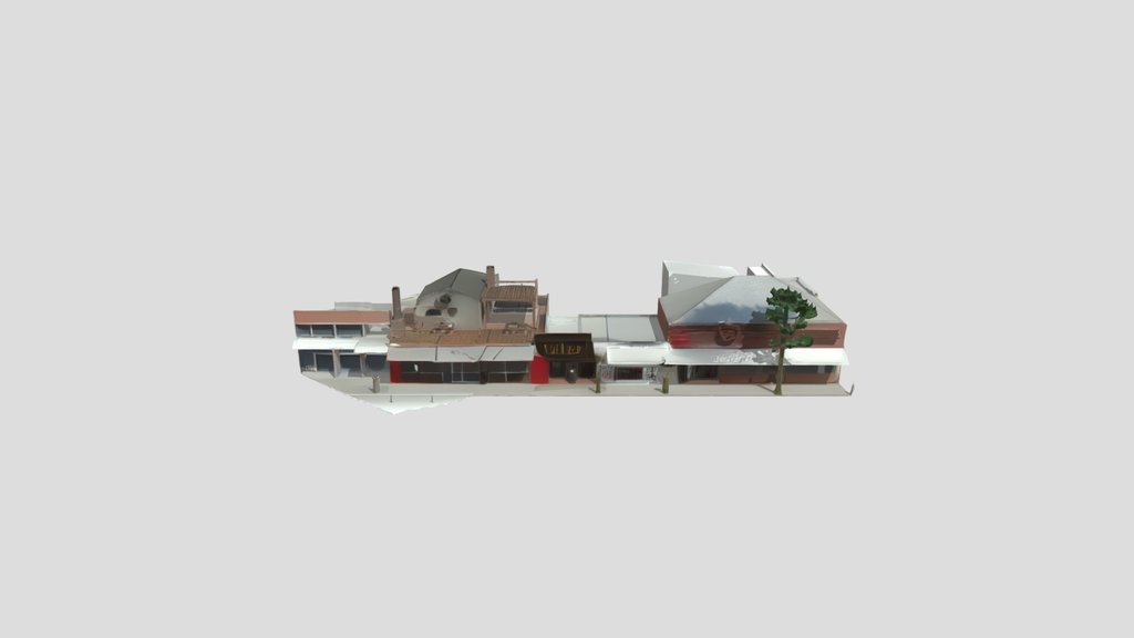Street storefront building row.