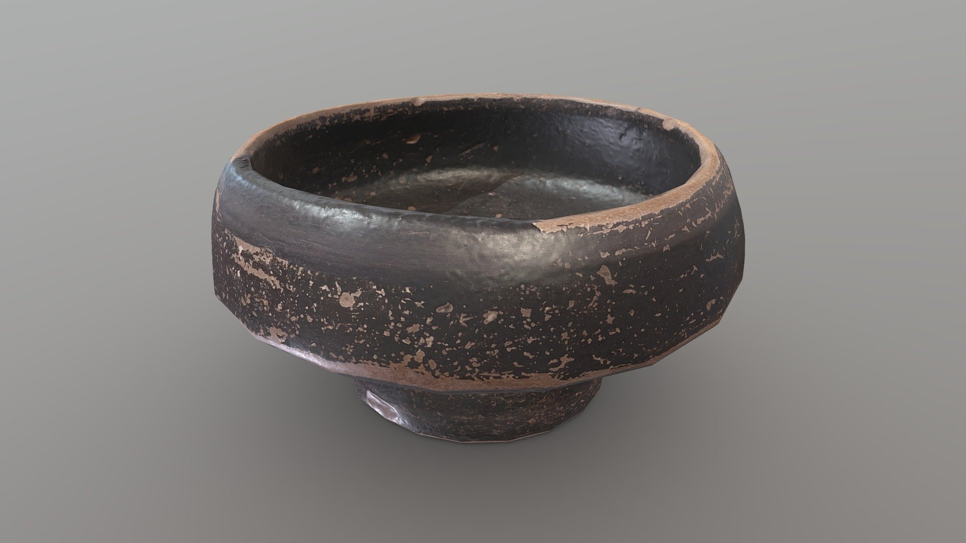 Black Glazed Bowl - Low Poly/Game Ready