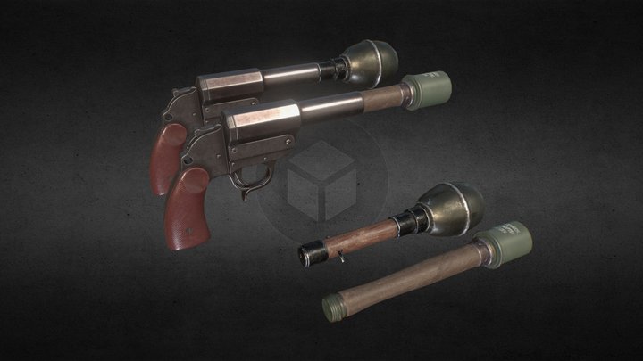 WWII Grenade Launcher + Grenades 3D Model