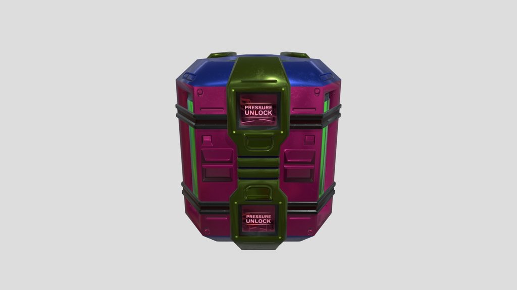 Scifi Hexagon Loot Crate Metallic Box