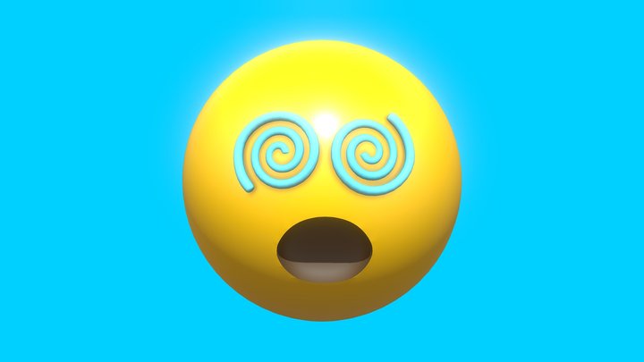 Dizzy with Spiral Eyes Emoticon Emoji or Smiley 3D Model