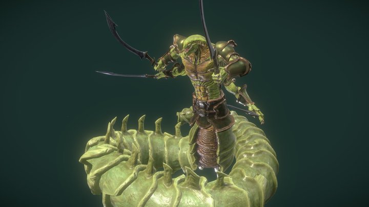 Naga Dragon Serpent. stylized fantasy monster 3D Model