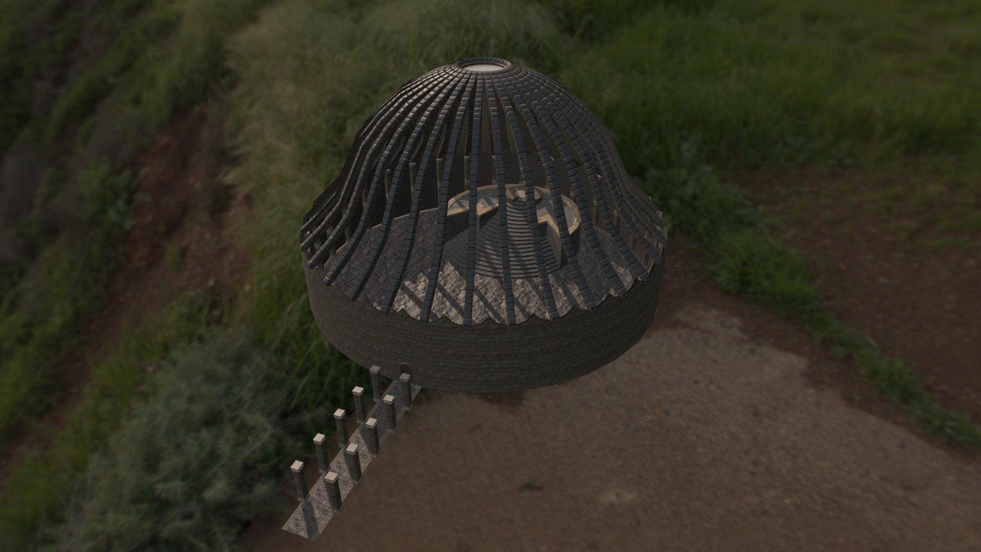 Modular big medieval Dome building for games