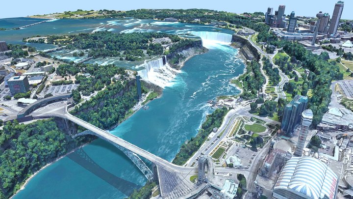 Niagara falls, Canada, USA, New York 3D Model