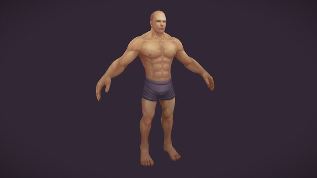 Hand painted Warrior Male Character 3D Model