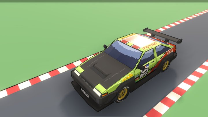Toyota Ae86 Trueno Racing (Low-Poly) 3D Model