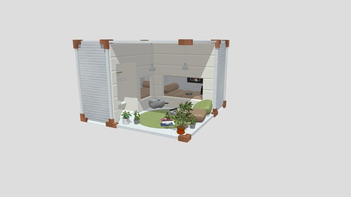2 person small bedroom 3D Model