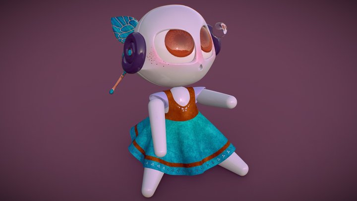 Cute Robot Girl 3D Model