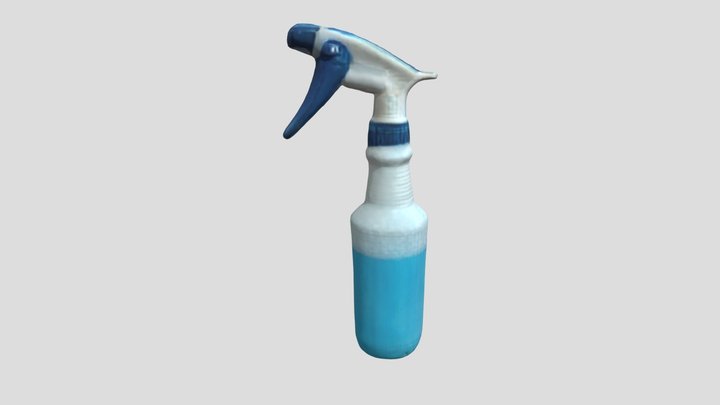 Blue Spray Bottle Glass Cleaner 3D Model