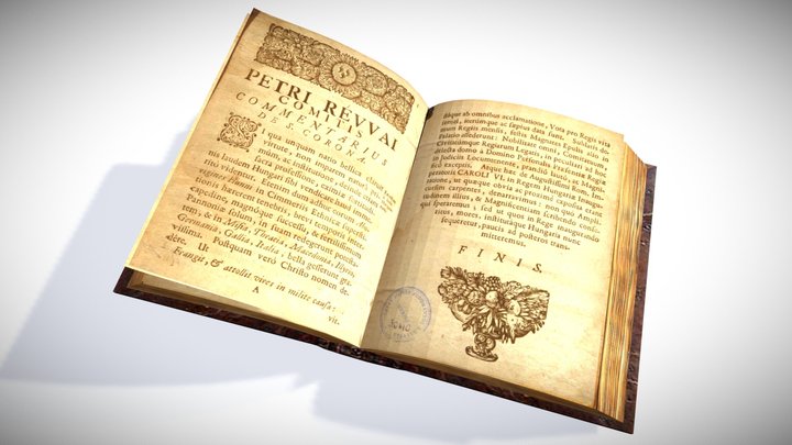 Antique old opened book 3D Model
