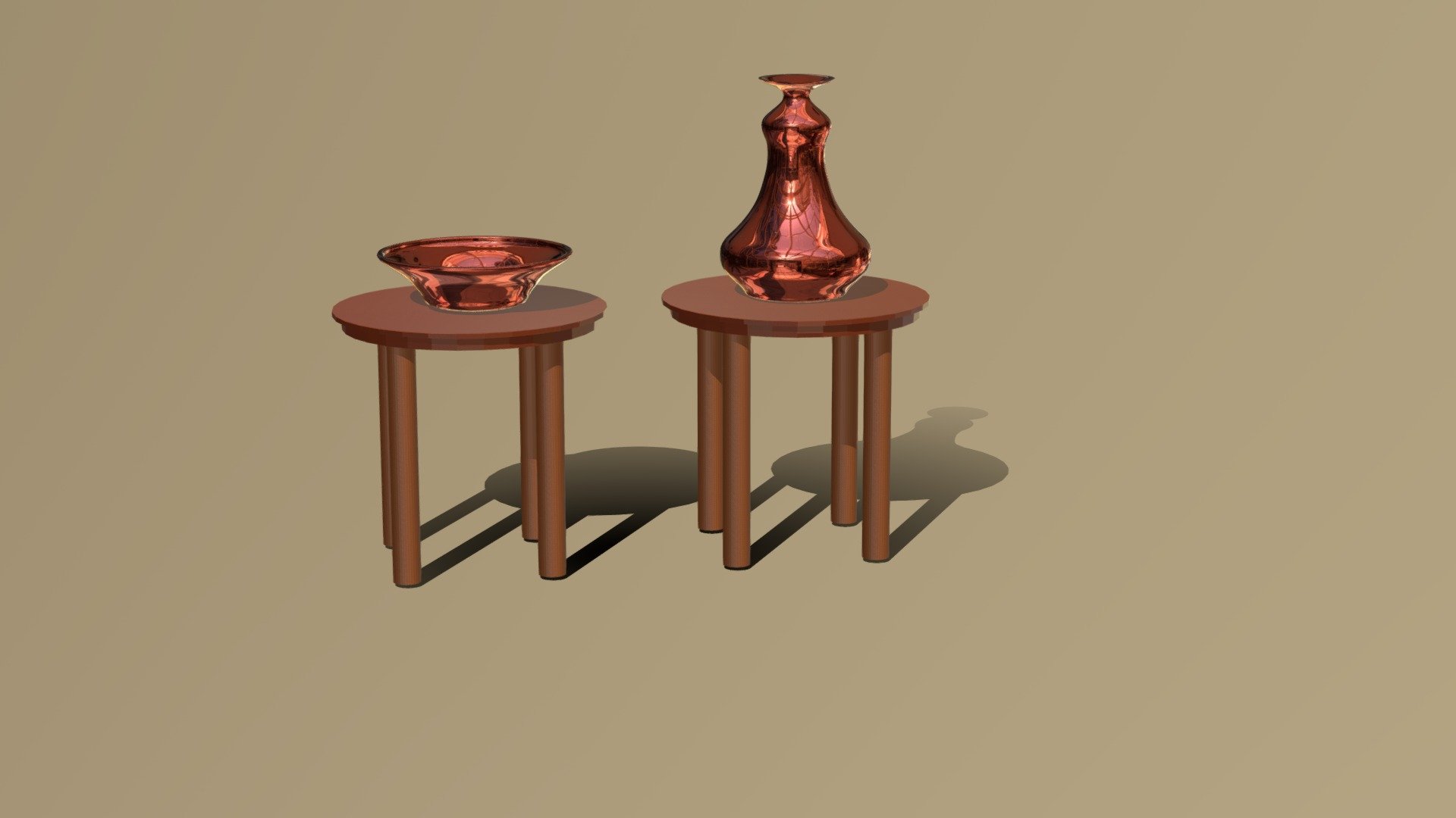 Lowpoly Bronze Vase and Plate / Platter