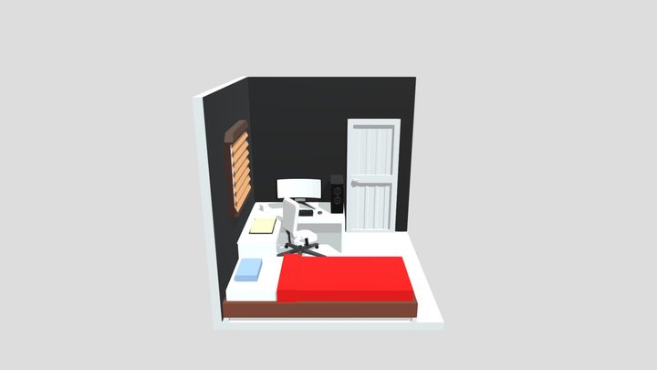 Isometric Bedroom View 3D Model