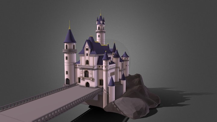 Medieval castle on a hill 3D Model
