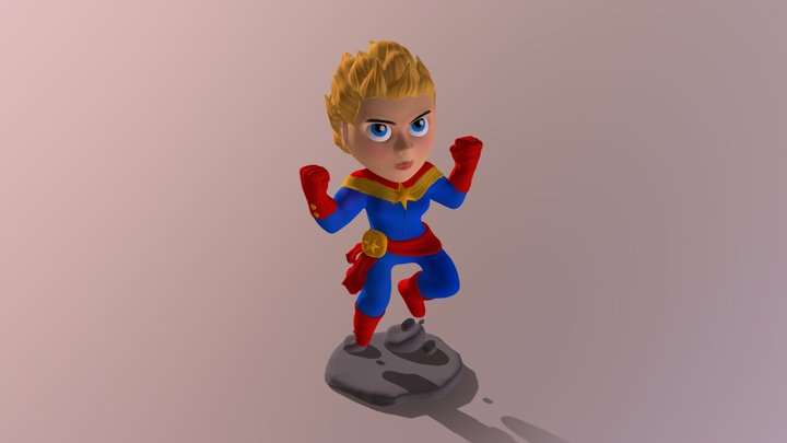 Captain Marvel Chibi 3D Model