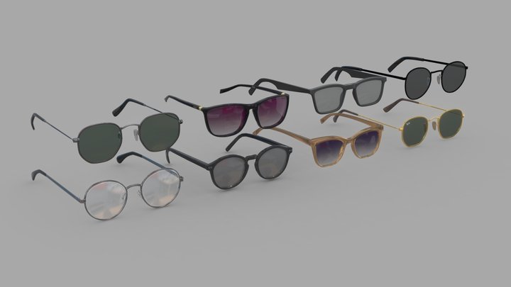 Free Sunglasses Set (LowPoly) 3D Model