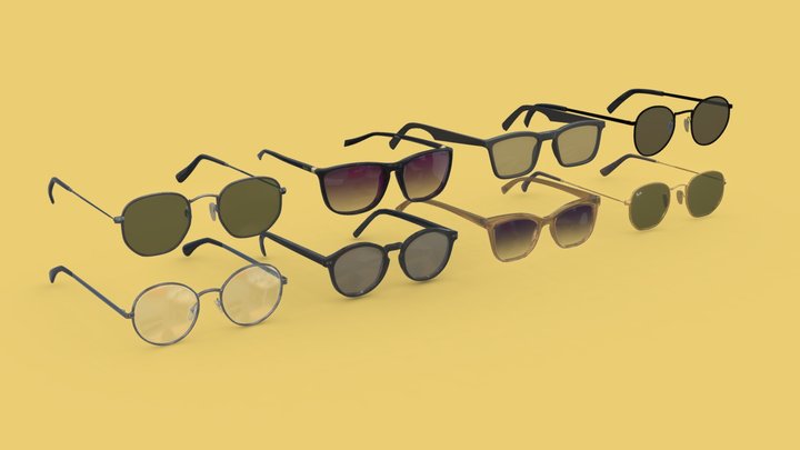 Free Sunglasses Set (LowPoly) 3D Model