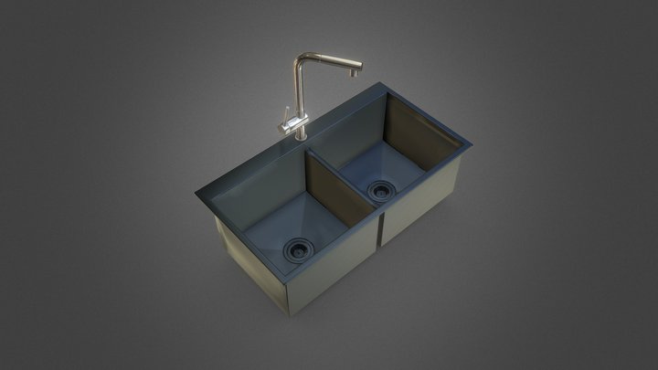 Kitchen Sink And Faucet 3D Model
