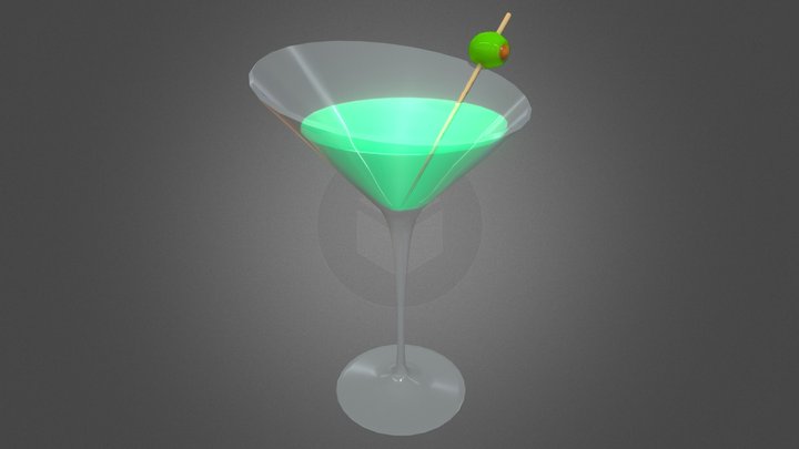 Martini Glass ft. Olive 3D Model