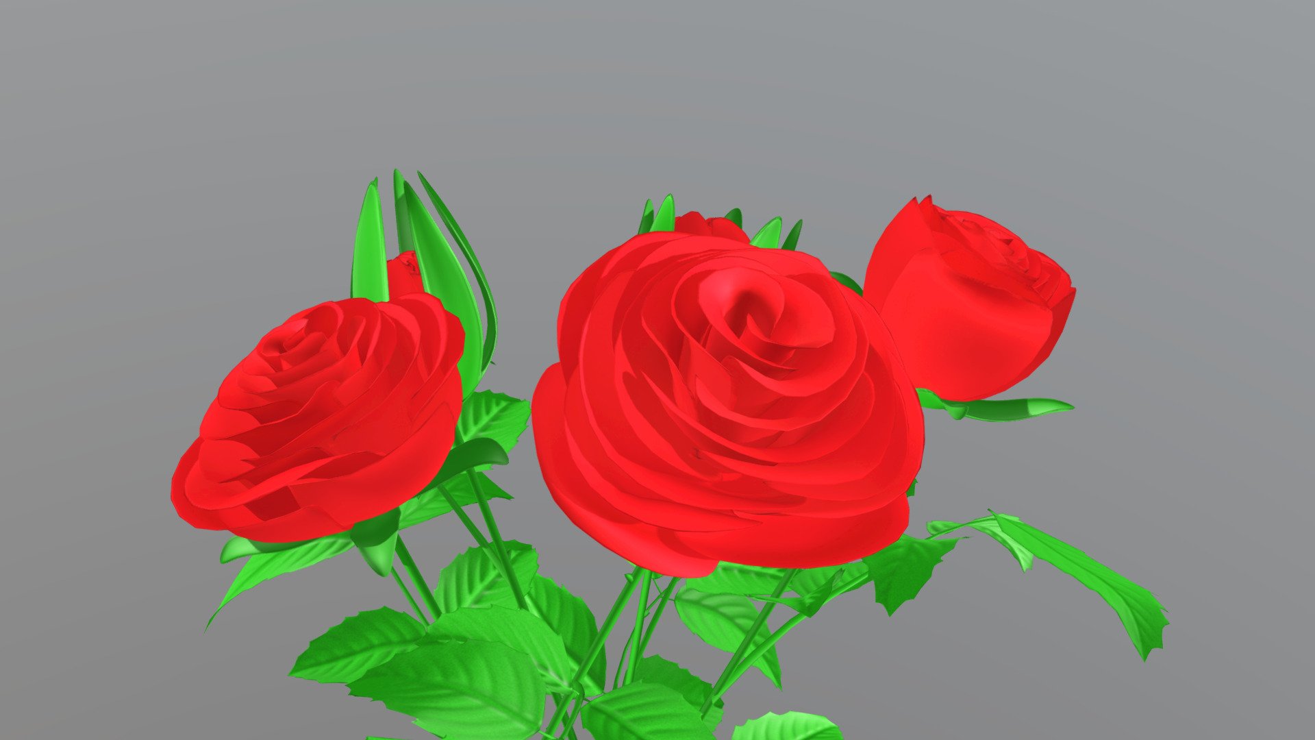 Rose flowers (blooming animation support)