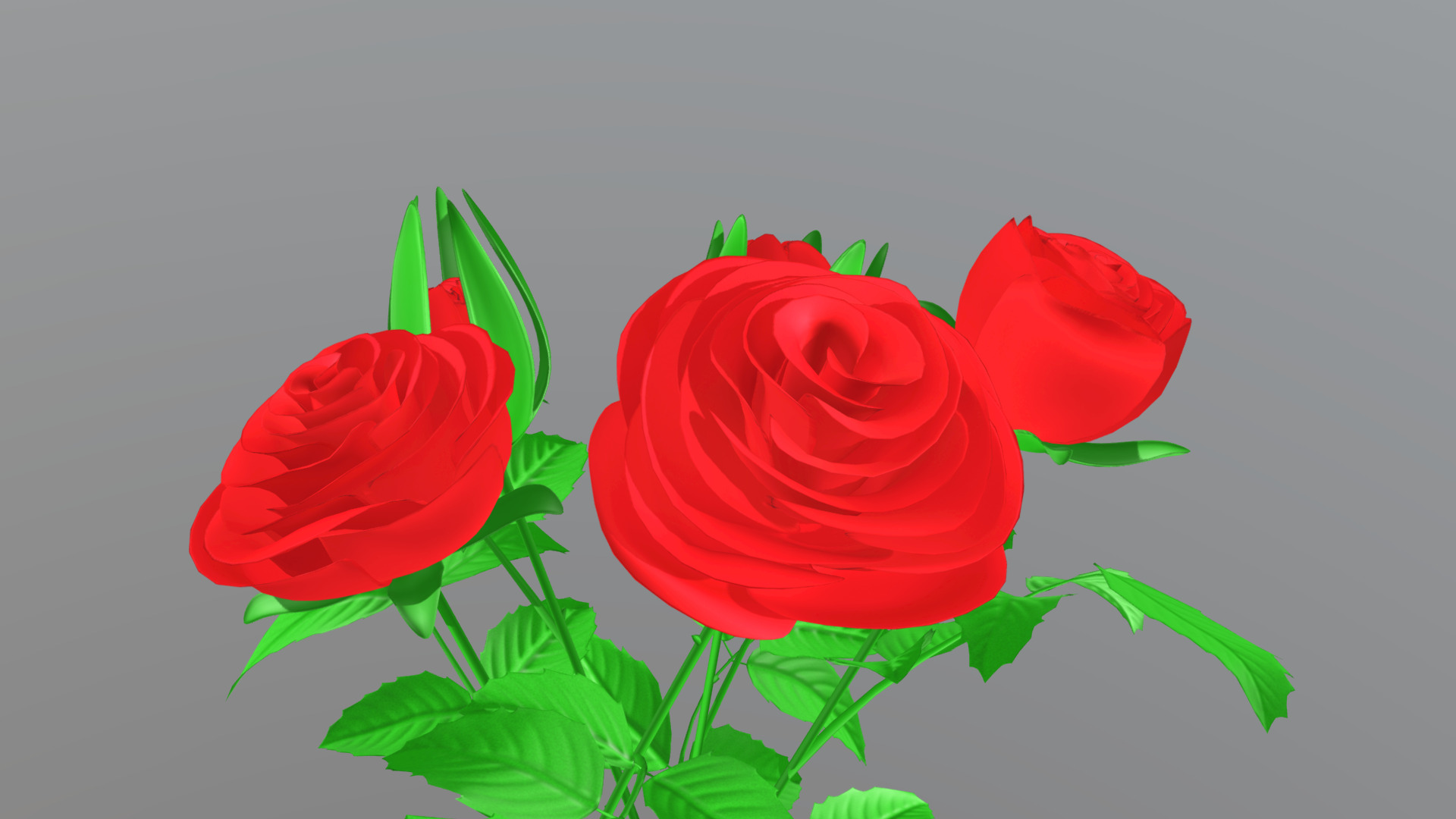 3D model Rose flowers (blooming animation support) - This is a 3D model of the Rose flowers (blooming animation support). The 3D model is about a group of red roses.